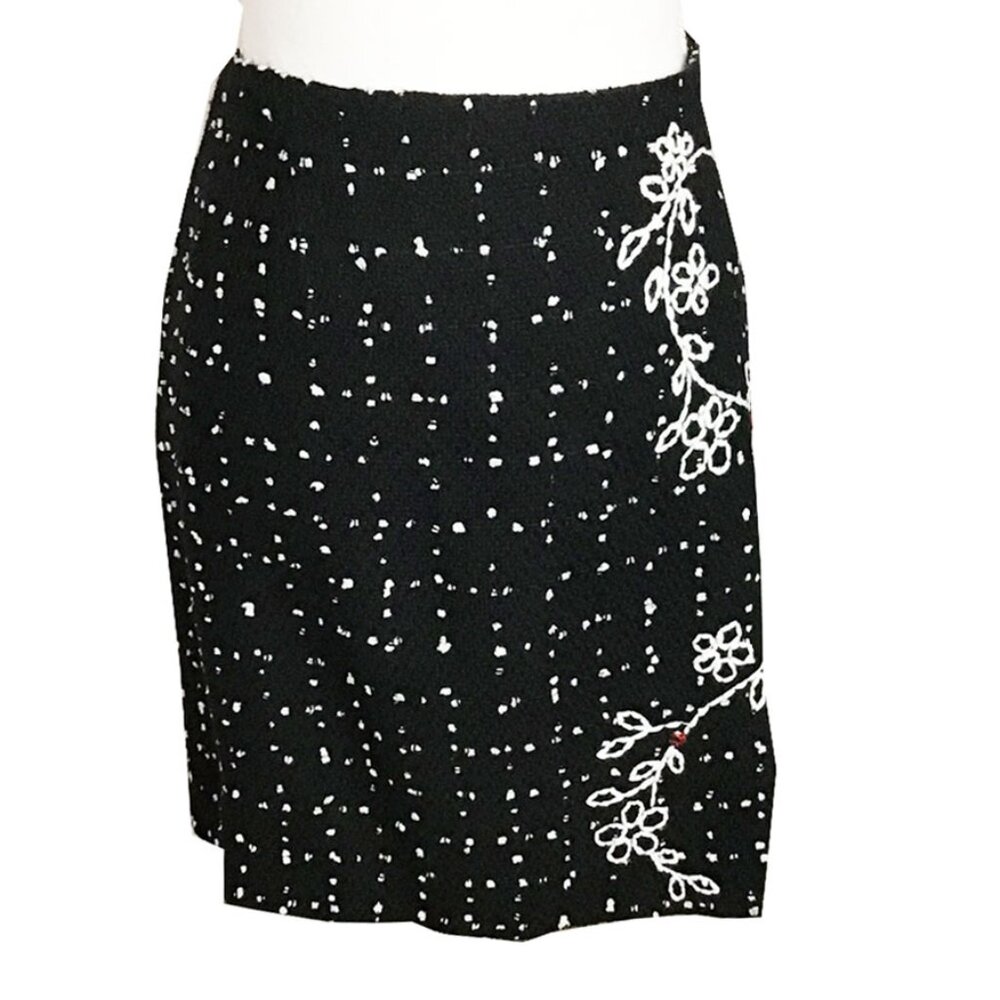 MOSCHINO 1990s Vintage Black & White Salt & Pepper Cashmere Jacket & Mini Skirt - Picture 10 of 16